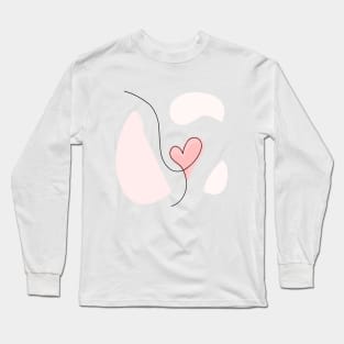 Heart One Line Art - Abstract Heart Single Line - Heart Continuous Line Long Sleeve T-Shirt